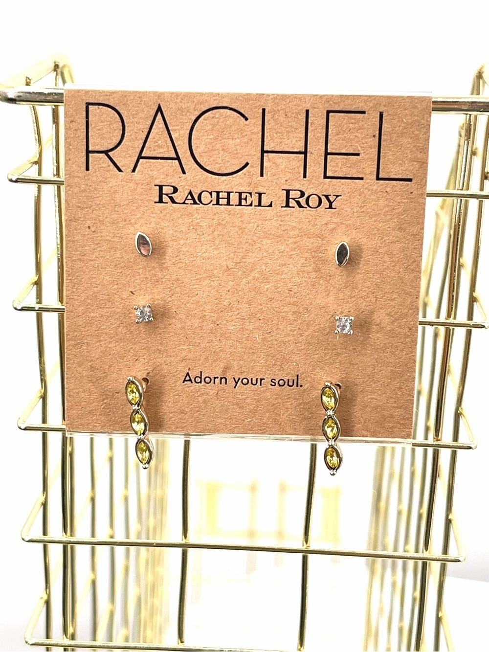 Rachel rachel Roy nwt 3 pair gold stone earring set